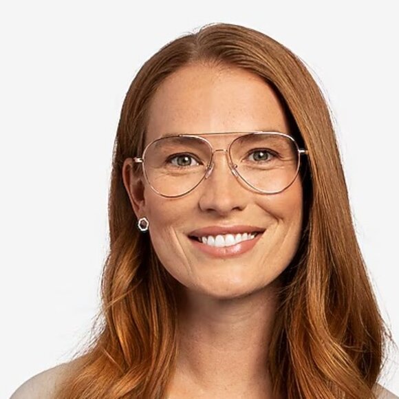 Womens AESTHETIC Aviator Glasses Rose Gold Frames Adjustable Nose Pads 57-14-140 - Picture 1 of 9